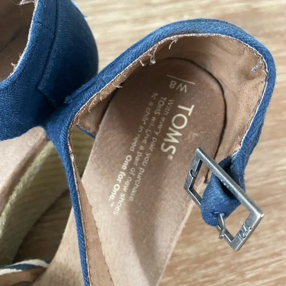 Toms Women’s Wedge Espadrille Strappy Sandals University Navy Size 8 - Picture 3 of 14